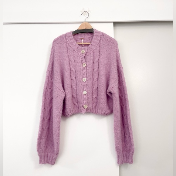 SOLD NWOT Free People Willow Cardi Cropped Wool Blend Winter Cardigan Sweater XL - Picture 4 of 8